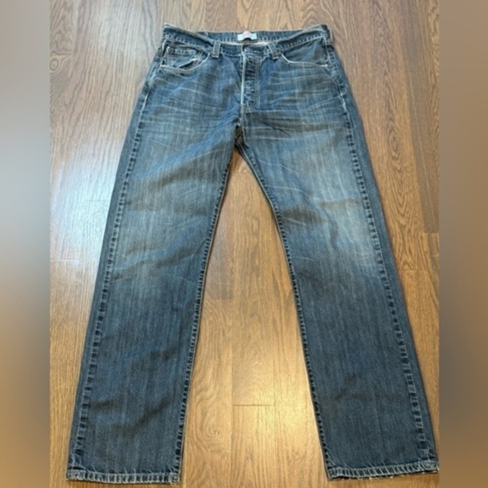 Levis Jeans Men's 34x32 501 Straight Leg Dark Wash Grey Denim Pants Adult y2k E